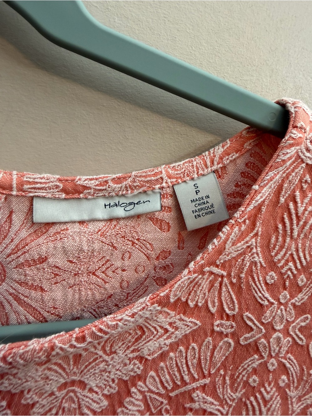 Halogen Coral-White Printed Cap-Sleeve Shift Dress - Picture 3 of 5